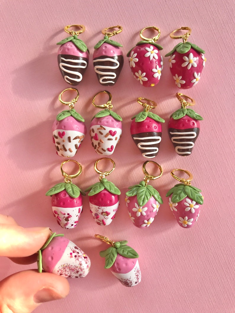 Chocolate Dipped Strawberry Earrings/ Daisy Strawberry Etsy