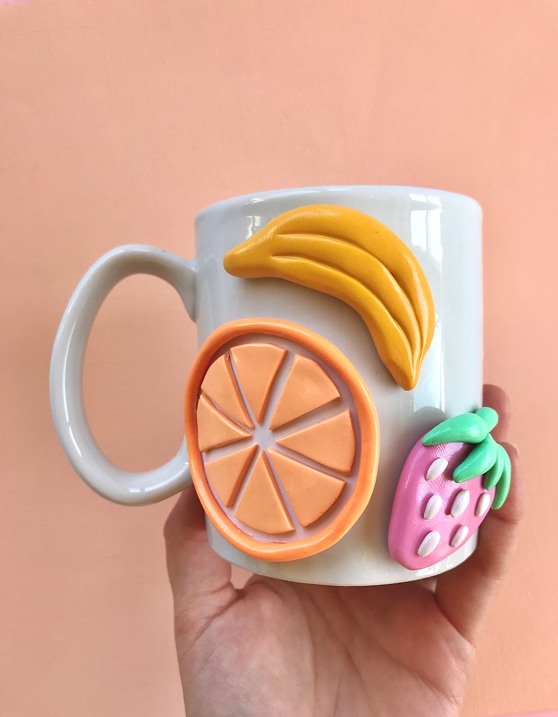 Colorful 3d Coffee Mug/ Handmade Ceramic Mug/ Rainbow Mug/ Modern happy coffee lover gift/ Mushroom Mug/ Cute Coffee Mugs/ Ceramic Mug image 7