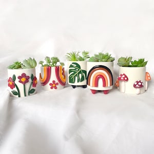 Neutral Planter Pots/ Rainbow Planter/ Succulent Planters/ Monstera Leaf Home Decor/ Boho Ceramics/ Modern Ceramic Pots/ Home Accents bild 3