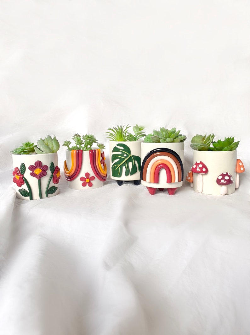Neutral Planter Pots/ Rainbow Planter/ Succulent Planters/ Etsy