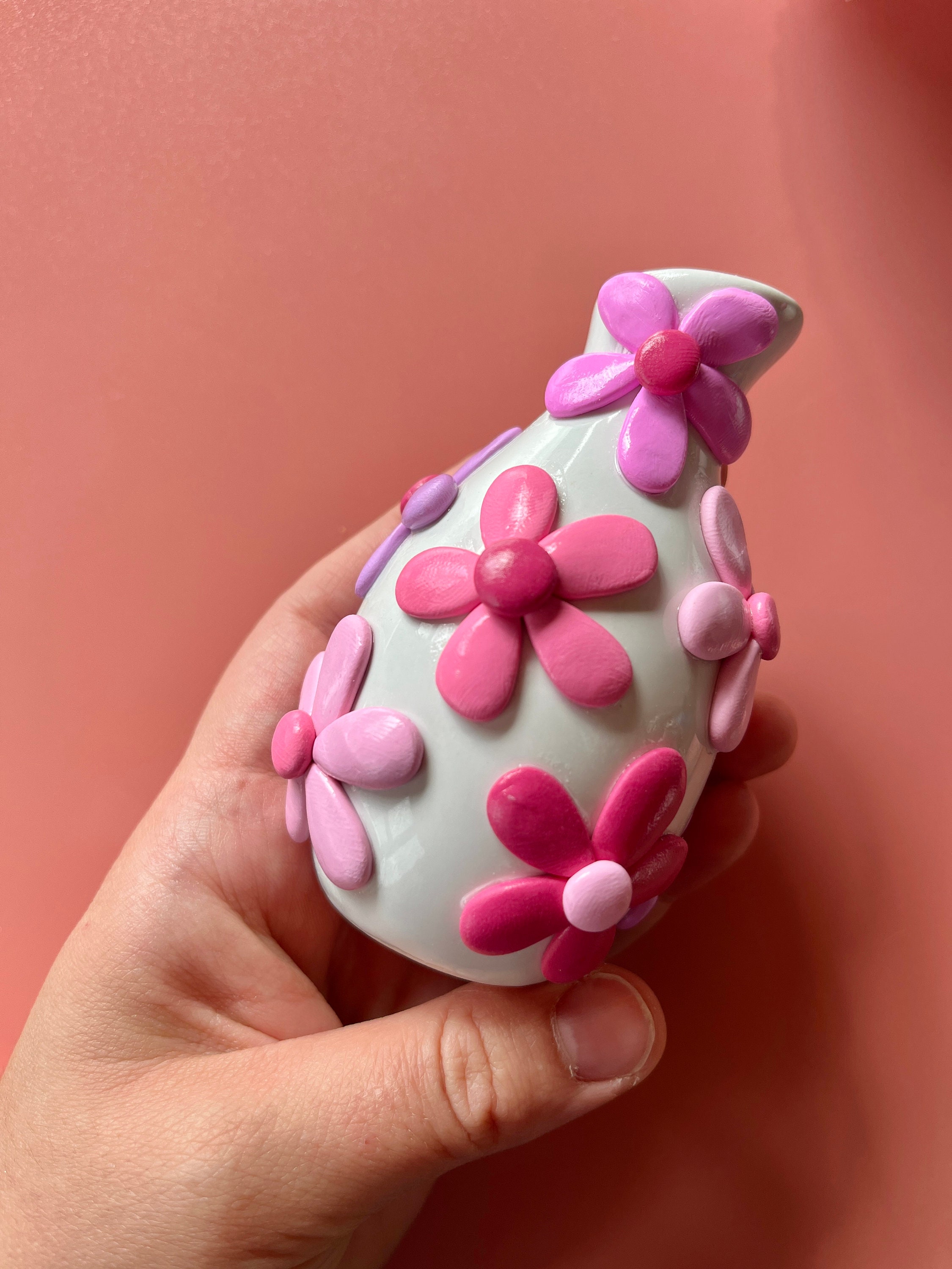 Retro Eclectic Pink Bud Vase/ Cute Ceramic Vase/ Rainbow Pot