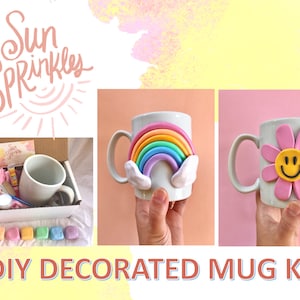 DIY Mug Art Kit/ Decorate Your Own Custom Coffee Mug/ Colorful 3d Coffee Mug/ Handmade Ceramic Mug/ Coffee Lover Gift/ Cute Coffee Mugs