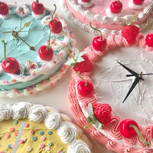 Cake Clock/ Decorative Wall Clock/ Y2k aesthetic home decor/ cute cake home accent/ faux cake/ dummy cake/ unique colorful home decor image 10