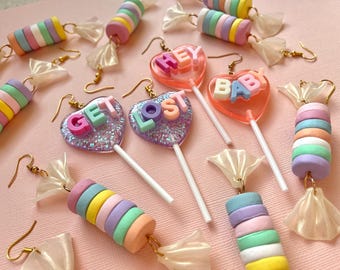 Kawaii Candy Earrings: Polymer Clay Lollipop Jewelry