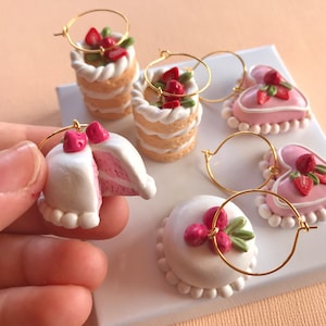 Tiny Cake Earrings/ Cute kawaii cake jewelry/ clay earrings/ Valentine's Day/ Wedding/ miniature food jewelry