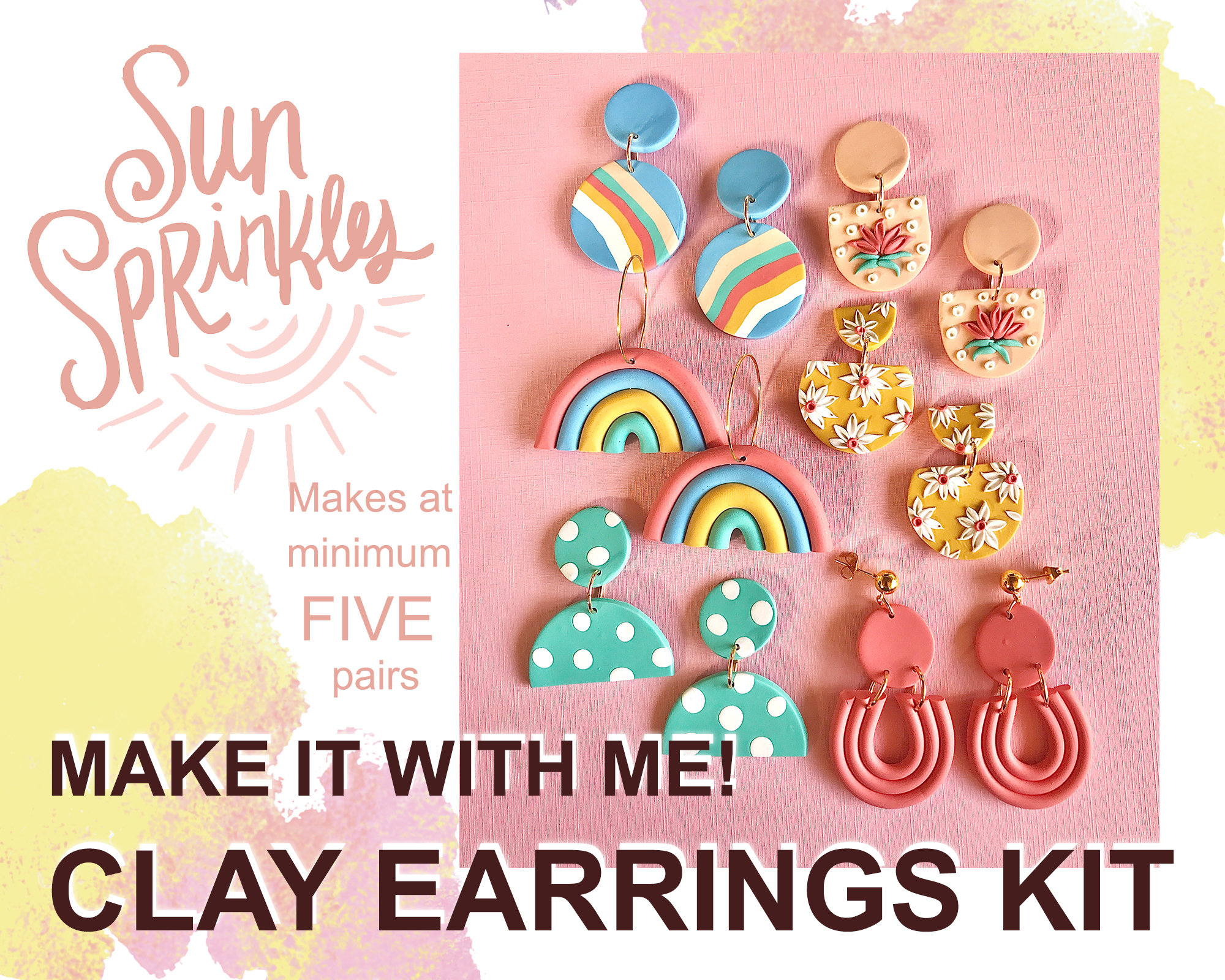 Beginners DIY Clay Earrings Kit/ Sun Sprinkles NEUTRAL Version/ DIY Jewelry  Kit/ Make Your Own Polymer Clay Earrings/gift Box Crafting Kit 