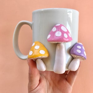 Colorful 3d Coffee Mug/ Handmade Ceramic Mug/ Rainbow Mug/ Modern happy coffee lover gift/ Mushroom Mug/ Cute Coffee Mugs/ Ceramic Mug image 5