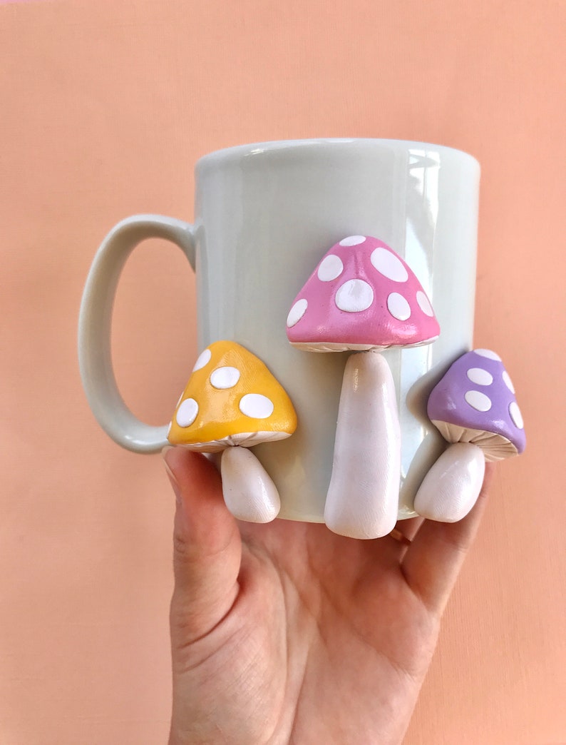 Colorful 3d Coffee Mug/ Handmade Ceramic Mug/ Rainbow Mug/ Modern happy coffee lover gift/ Mushroom Mug/ Cute Coffee Mugs/ Ceramic Mug image 5