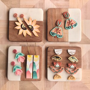 Split Sunflower Earrings/Eclectic Sunflower Earrings/ Statement Earrings, Artsy flower earrings, Modern hippie earrings, boho earring desert image 7