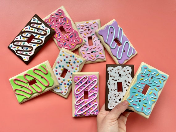 Pastry Tart Light Switch Cover/ Breakfast Faux Food Decor/ Popular Food Home Decor/ Square Light Switch/ Outlet Cover/ Colorful Food Kawaii