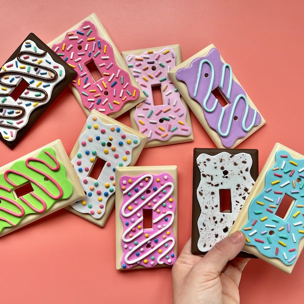 Pastry Tart Light Switch Cover/ Breakfast Faux Food Decor/ Popular Food Home Decor/ Square Light Switch/ Outlet Cover/ Colorful Food Kawaii