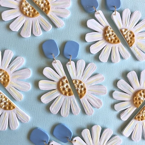 Daisy Earrings/ Flower Earrings/ Floral Earrings/ Daisy Jewelry/ Polymer Clay Earrings/ Statement Earrings/ Modern Earrings/ Cute Earrings image 6