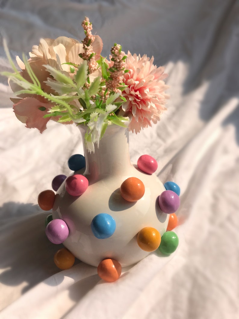 5 Tall Retro Eclectic Colorful Bud Vase/ Cute Ceramic Vase/ Rainbow Pot Planter/Modern ceramic vase/ pastel color ceramics/ Boho home decor image 6