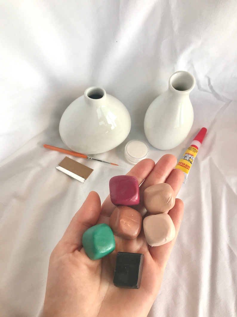 DIY Clay Decorated Bud Vase Kit/ Make your own NEUTRAL bud vase/ Crafting kit/ Vase Craft kit/ Ceramic diy kit/ Ceramic project/ Art project immagine 8