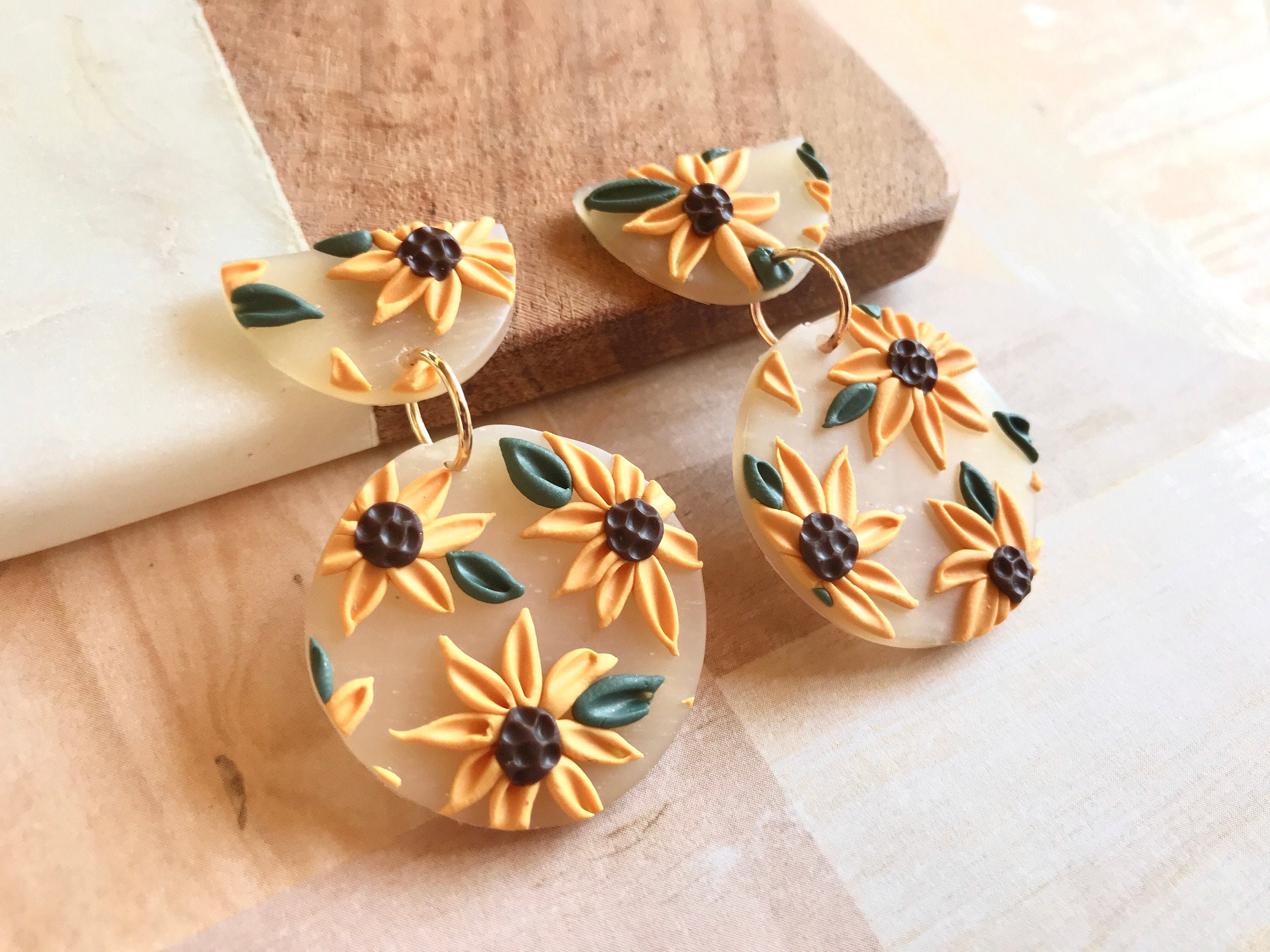 Sunflower Earrings/ Polymer Clay Earrings/ Summer Earrings/ Floral Earrings/  Statement Earrings/ Modern Earrings/ Sunflower Jewelry -  Norway