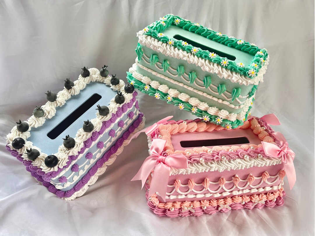 Cake Tissue Box/ Decorative Tissue Box Cover/ Vintage Cake Coquette ...