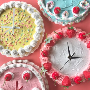 Cake Clock/ Decorative Wall Clock/ Y2k aesthetic home decor/ cute cake home accent/ faux cake/ dummy cake/ unique colorful home decor image 8