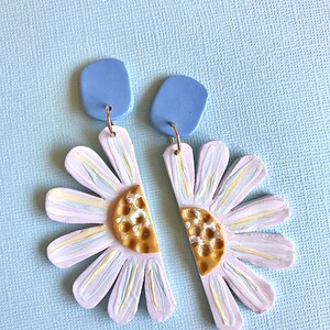 Daisy Earrings/ Flower Earrings/ Floral Earrings/ Daisy Jewelry/ Polymer Clay Earrings/ Statement Earrings/ Modern Earrings/ Cute Earrings image 3