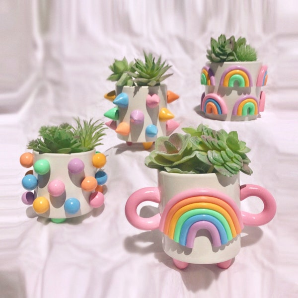 Colorful Planter Pots/ Rainbow Planter/ Succulent Planters/ Colorful Home Decor/ Colorful Ceramics/ Boho Ceramics/ Modern Ceramic Pots