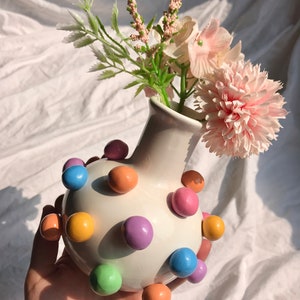 5 Tall Retro Eclectic Colorful Bud Vase/ Cute Ceramic Vase/ Rainbow Pot Planter/Modern ceramic vase/ pastel color ceramics/ Boho home decor image 8