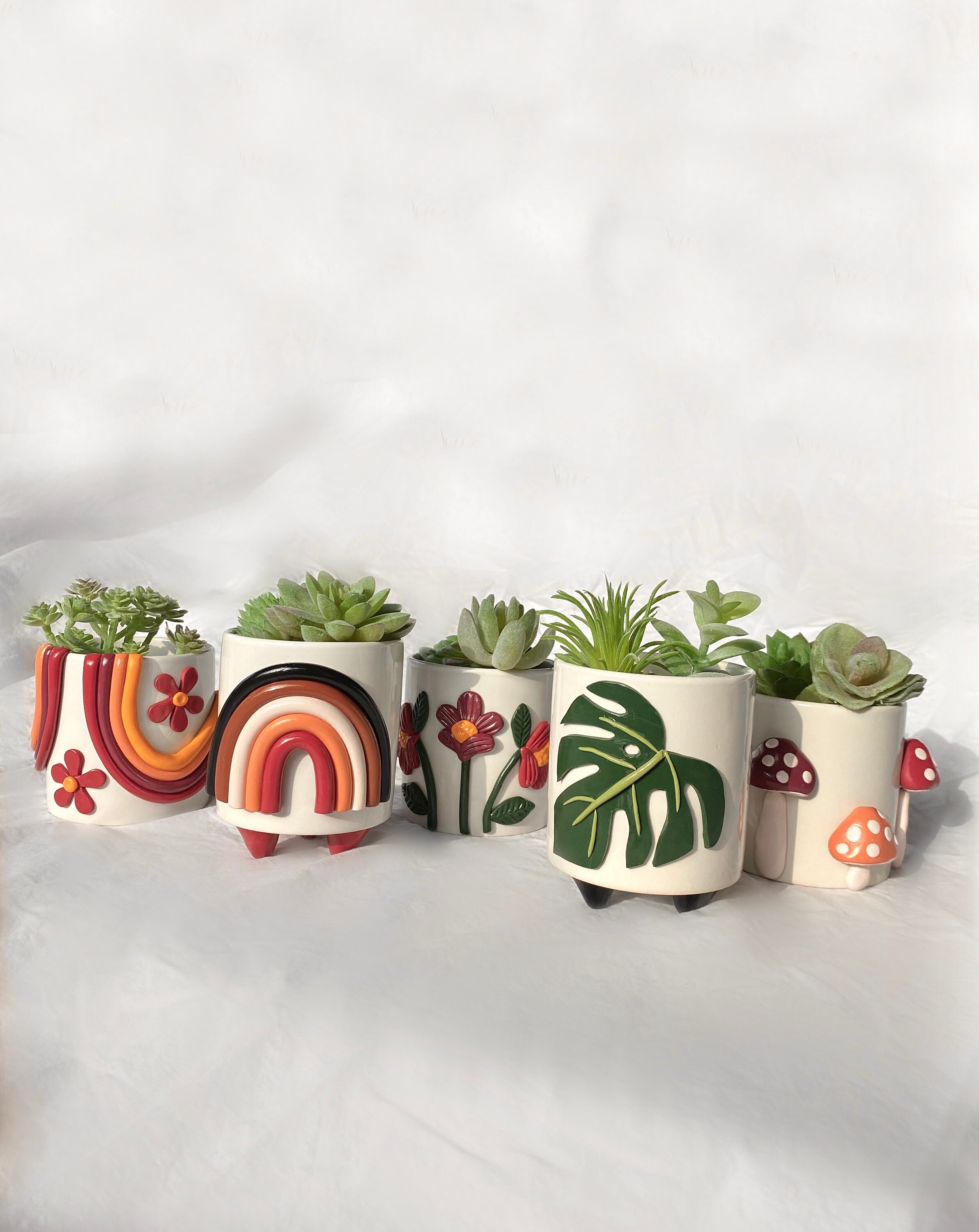 Neutral Planter Pots/ Rainbow Planter/ Succulent Planters/ Etsy