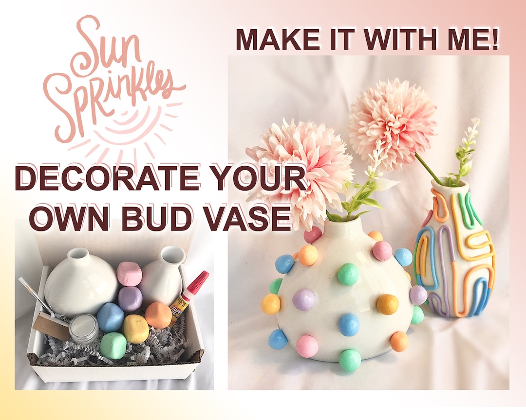 DIY Clay Decorated Bud Vase Kit/ Make Your Own COLOR Bud Vase/ Crafting