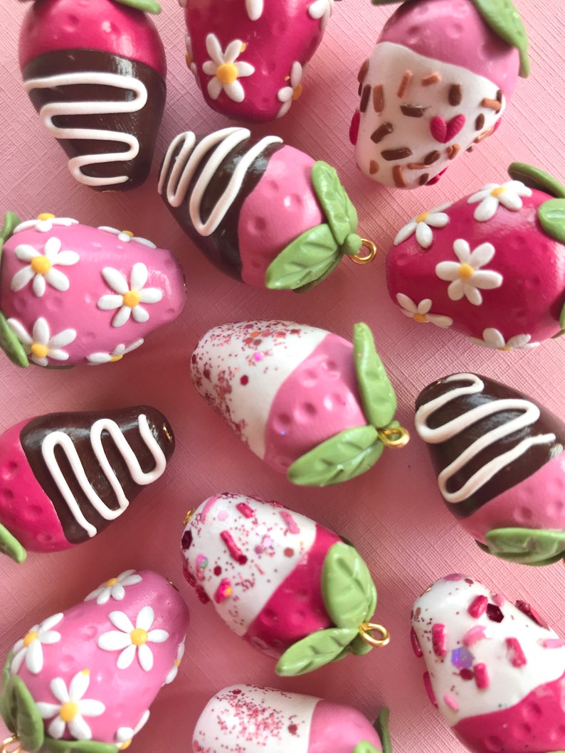 Chocolate Dipped Strawberry Earrings/ Daisy Strawberry Etsy