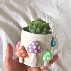 Retro eclectische kleurrijke plantenbakken/leuke keramische plantenbak/Rainbow Pot plantenbak/moderne keramische plantenbak/Boho home decor/plant Lady geschenken afbeelding 3