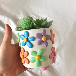 Retro eclectische kleurrijke plantenbakken/leuke keramische plantenbak/Rainbow Pot plantenbak/moderne keramische plantenbak/Boho home decor/plant Lady geschenken afbeelding 8