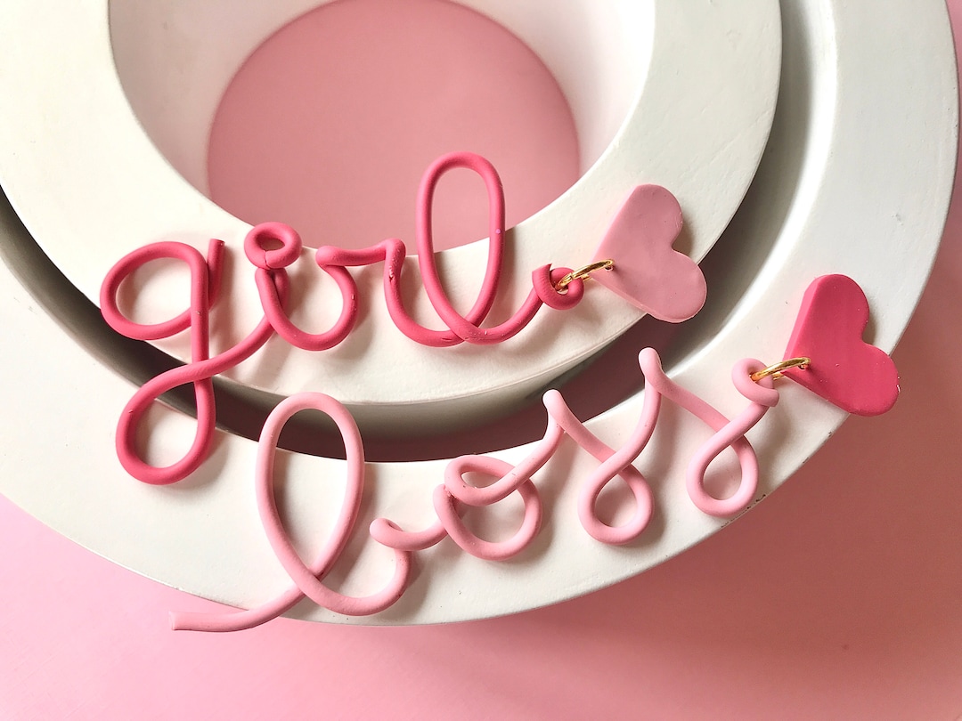 Girl Boss Earrings/ Pink Girl Power Earrings/ Feminism Etsy