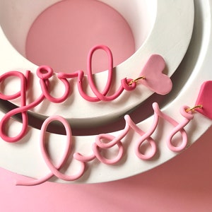 Girl Boss Earrings/ Pink Girl Power Earrings/ Feminism Earrings/ Feminist jewelry/ Girl Boss Jewelry/ modern earrings/statement earrings