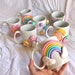Colorful 3d Coffee Mug/ Handmade Ceramic Mug/ Rainbow Mug/ Modern happy coffee lover gift/ Mushroom Mug/ Cute Coffee Mugs/ Ceramic Mug 