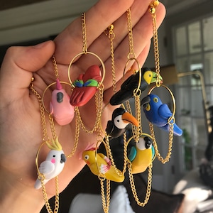 Hanging Bird Earrings/ Parrot Earrings/ Toucan Jewelry/ Cockatoo Earring/ Tropical Bird Earrings/ Summer Jewelry/Quirky Earrings/Fun Earring image 8
