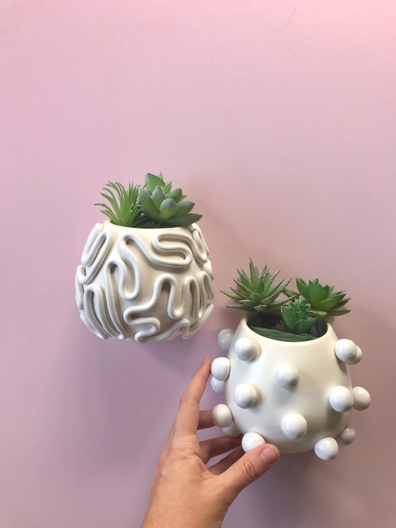 Handmade Textural White Ceramic Wall Planter: Boho Home Decor - Etsy