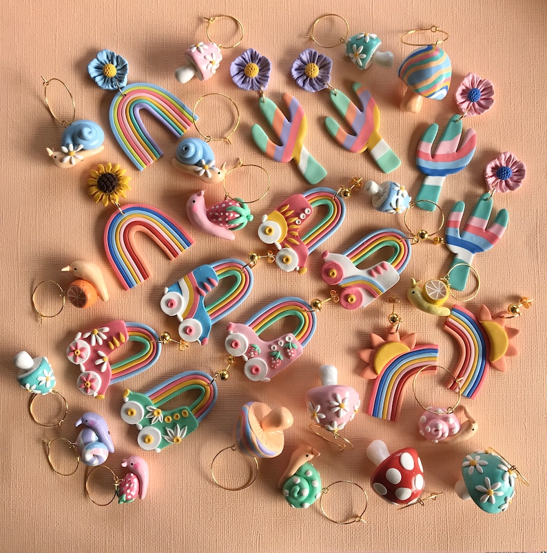 Sun and Rainbow Earrings/ Sunset earrings/ Statement Earrings/ Fun earrings/ rainbow jewelry/ sun jewelry/ colorful earrings/ modern earring image 5
