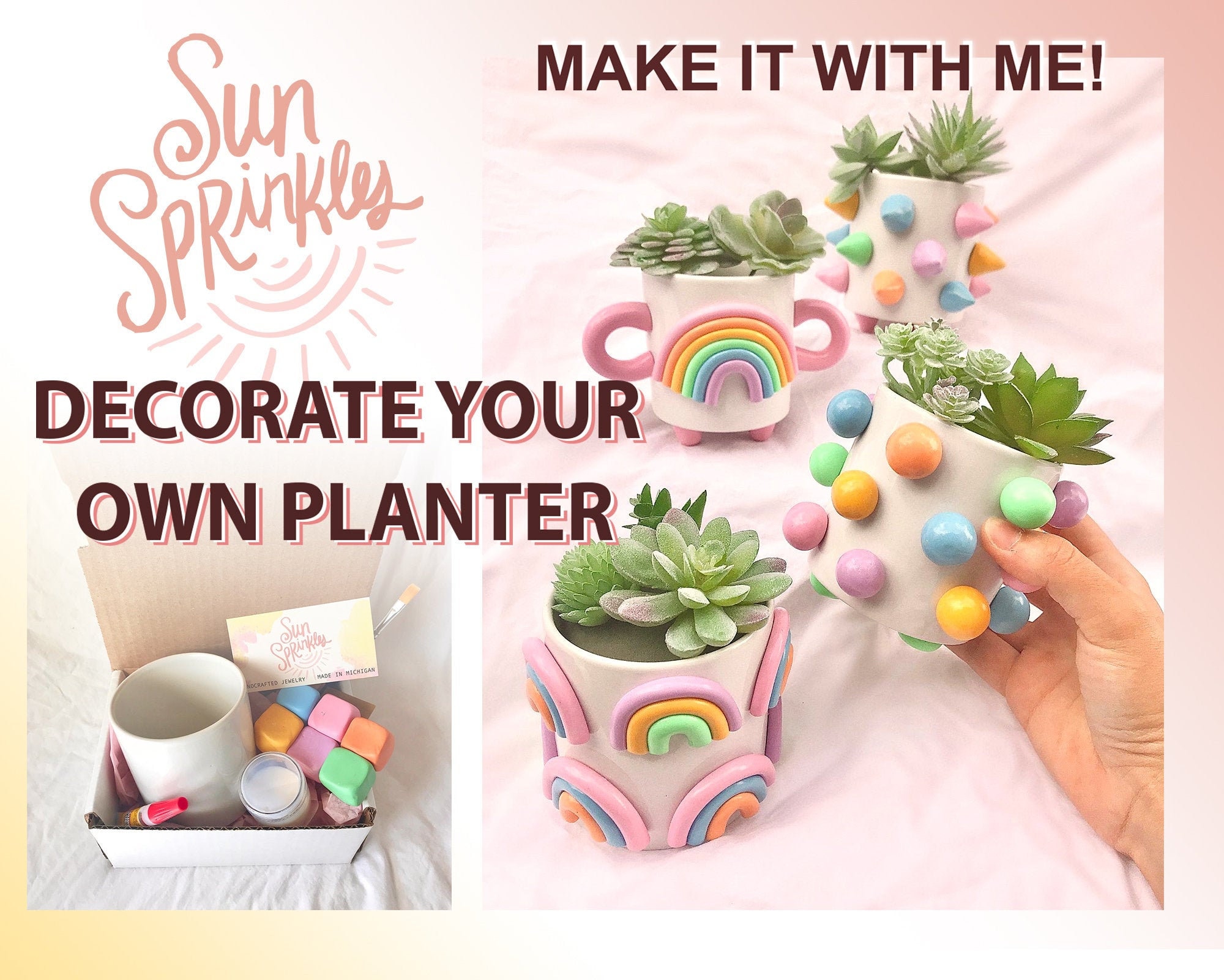 DIY Polymer Clay Decorated Planter Kit/ DIY Home Decor/ Crafting…