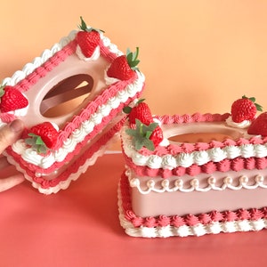Cake Tissue Box/ Decorative Tissue Box Cover/ Y2k aesthetic home decor/ cute cake home accent/ faux cake/ dummy cake/ unique colorful home