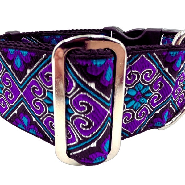 Merlin | 2" Wide Martingale, Buckle Martingale or Chain Martingale Dog Collar for Large or Giant Breed Dog. Satin Lined for Comfort