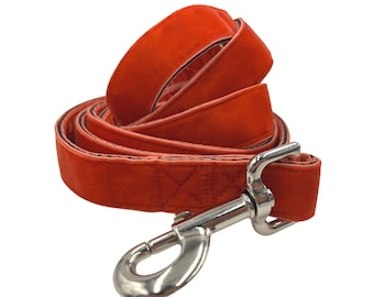 5 foot Light Orange Double Sided Velvet Leash for Large and Giant Breed Dogs.  1 Inch Wide.  Poop Bag Clip Included.