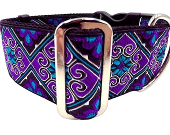 Merlin | 2" Heavy Duty Satin Lined Extra Wide Martingale or Buckle Dog Collar for Large and Giant Breed Dogs.  Great Dog Lover Gift