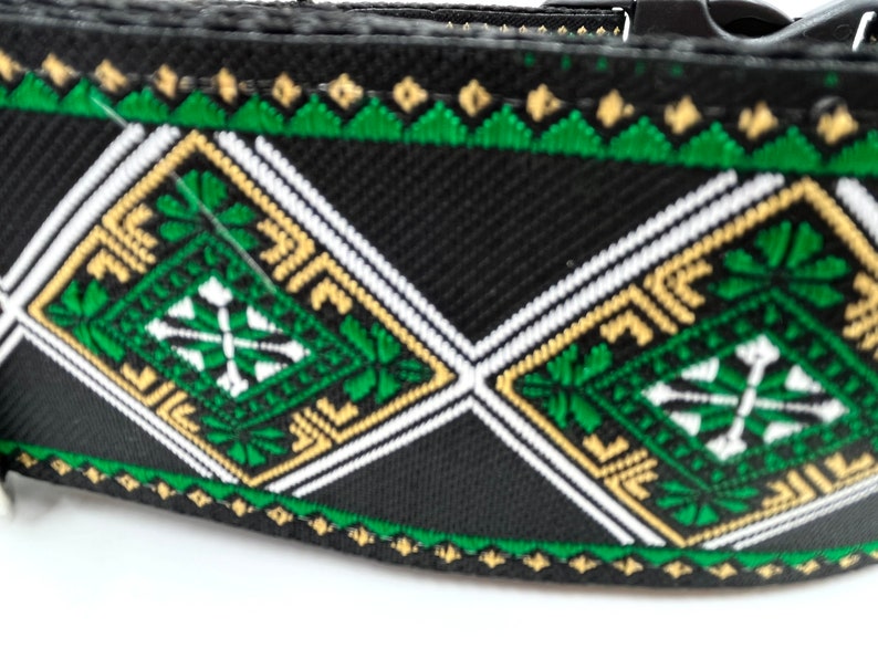 Duncan Beautiful Green Tapestry Design. 2 Extra Wide Regular or Metal Buckle Dog Collar for Large and Giant Breed Dogs. image 3