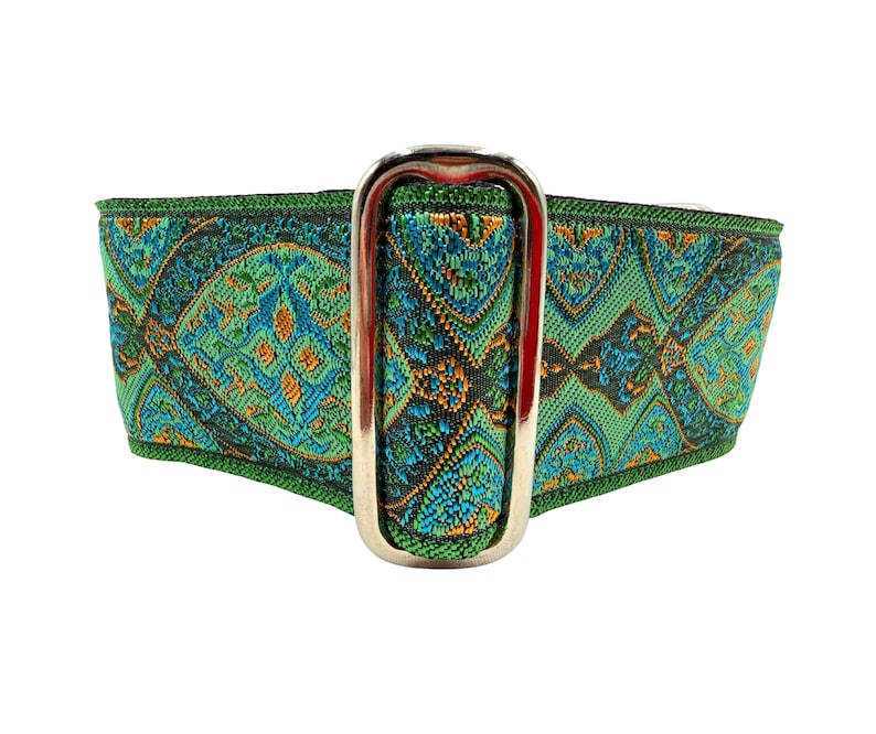 Emerald | 2" Wide, Regular or Metal Buckle Dog Collar, Large Breed, Satin Lined Bild 1