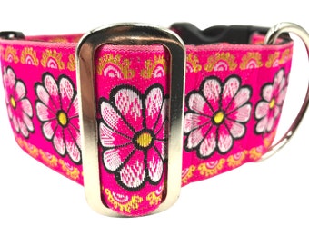 Think Pink | 2" Extra Wide Heavy Duty Satin Lined Regular or Metal Buckle Dog Collar for Large or Giant Breed Dog. .
