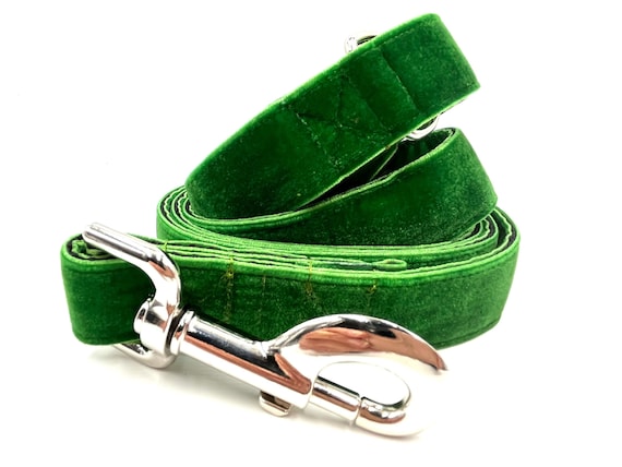 5 Foot Double Sided Green Velvet Leash for Large and Giant Breed Dogs. 1 Inch Wide. Poop Bag Clip Included. Etsy