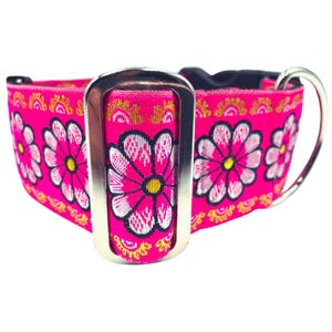 Think Pink | 2&quot; Extra Wide Heavy Duty Satin Lined Regular or Metal Buckle Dog Collar for Large or Giant Breed Dog. .