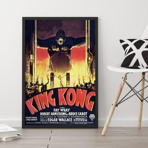 King Kong 1933 French Vintage Movie Poster Print | Classic Cinema Wall Art | Canvas, Fine Art Archival, or Poster Paper