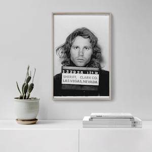 Jim Morrison Mugshot Print | Celebrity Musician Quality Art Print