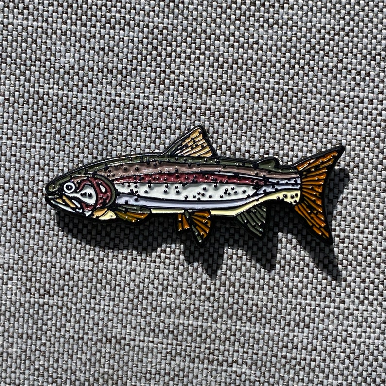 Rainbow Trout Enamel Pin Fly Fishing Ts Lapel Pin Etsy
