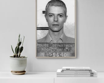 David Bowie Mugshot Print | Celebrity Musician Art Print