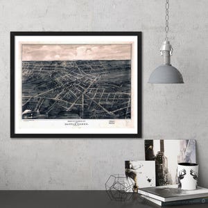 Battle Creek Michigan Map Print: 1870 Vintage Bird&#39;s Eye View